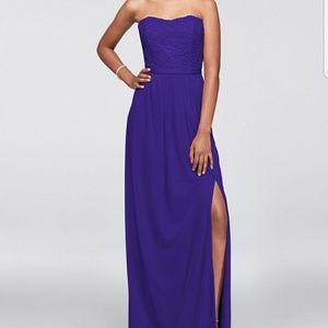 Regency Lace and Mesh Long Strapless Dress